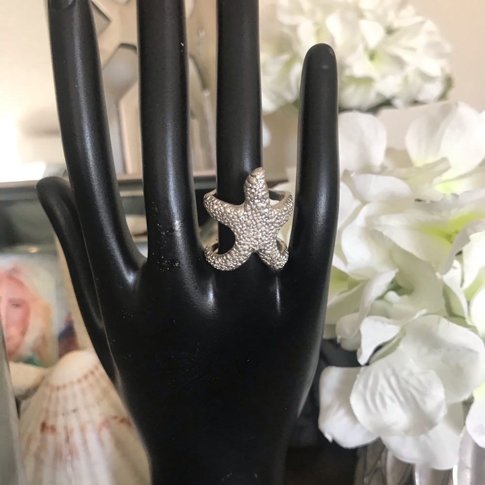 Silver Starfish Open Ring